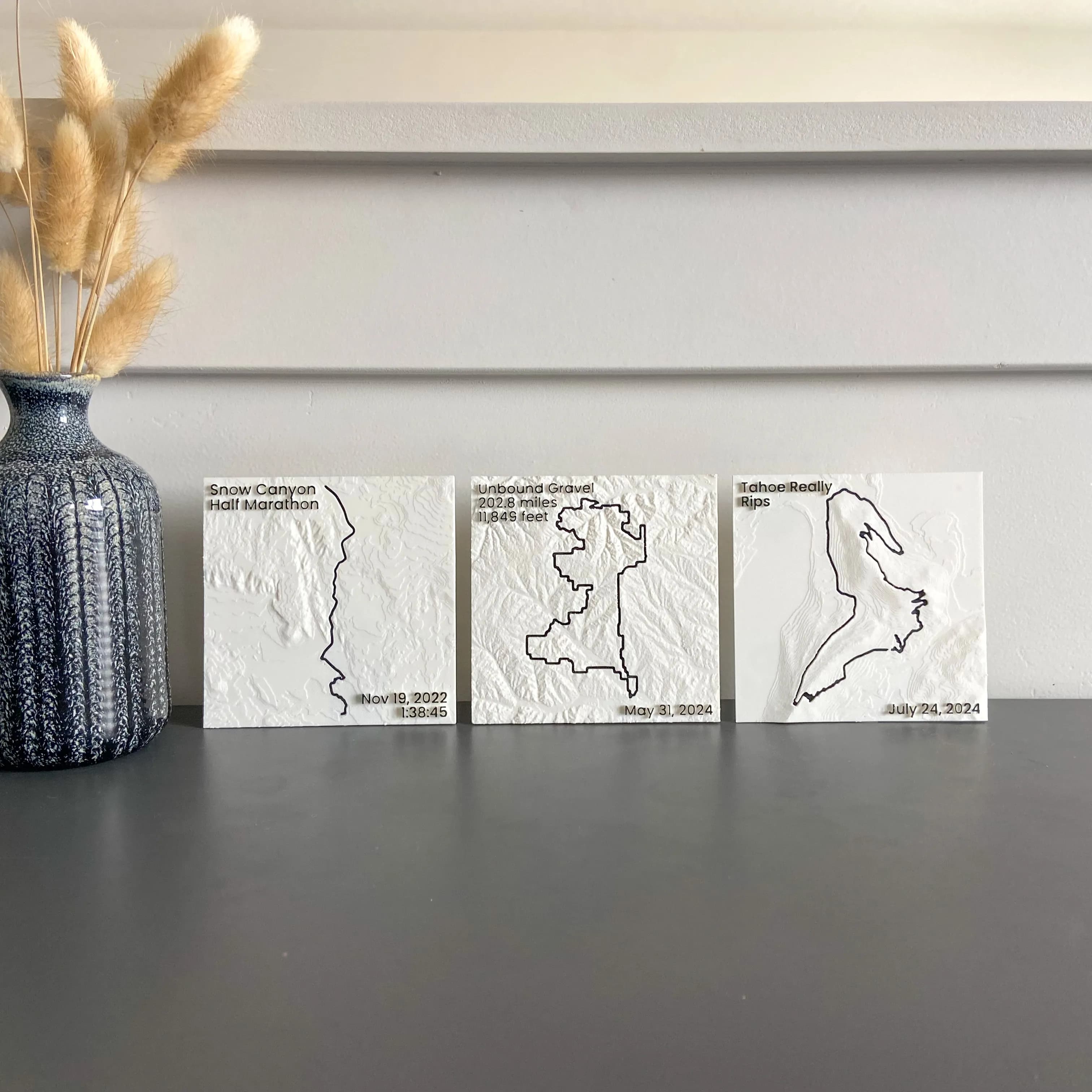 3D-printed Route Tiles of trails and races